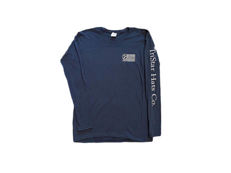 Navy Long Sleeve Tee Front - TriStar Hats Co.